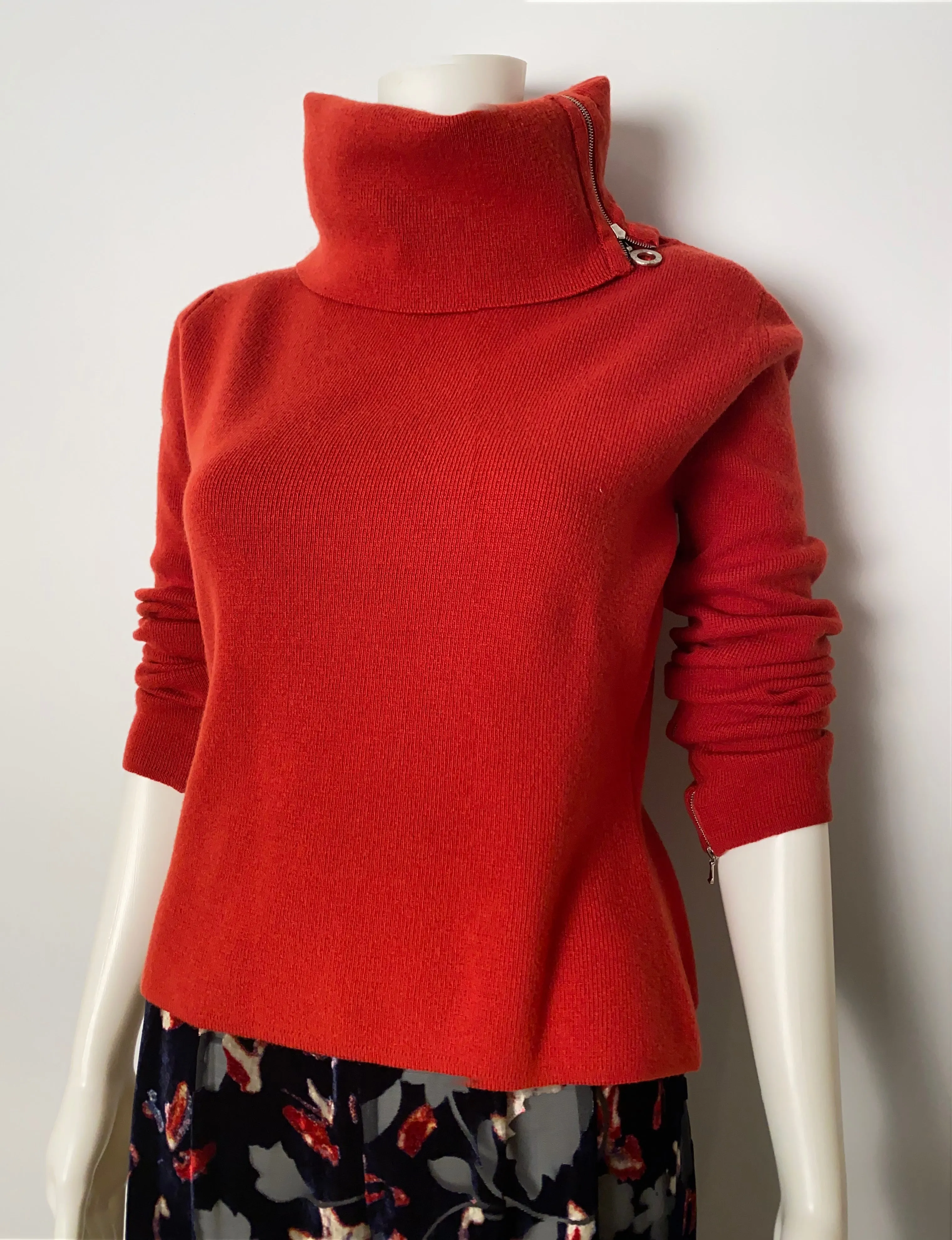 Chanel Identification 00A 2000 Fall Autumn Rust turtleneck Cashmere Sweater Top FR 40 US 4