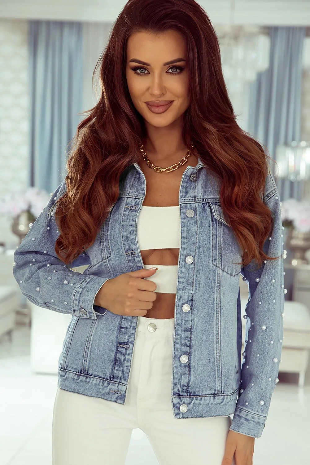 Chest Buttoned Denim Jacket