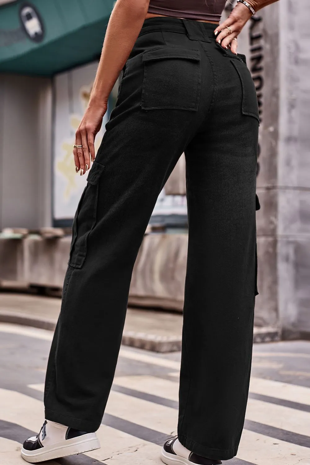 Classic High Waist Comfy Cargo Jeans ( Size S - 2X / 3 Colors )