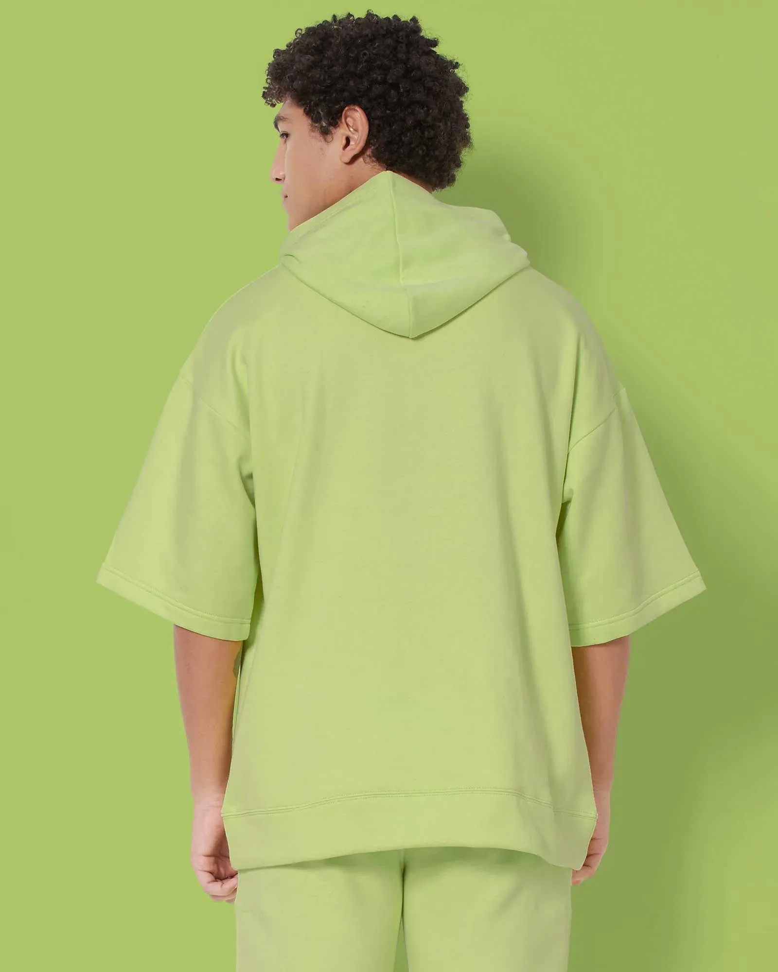 Crop Sleeves Oversized Hoodie: Neon Green