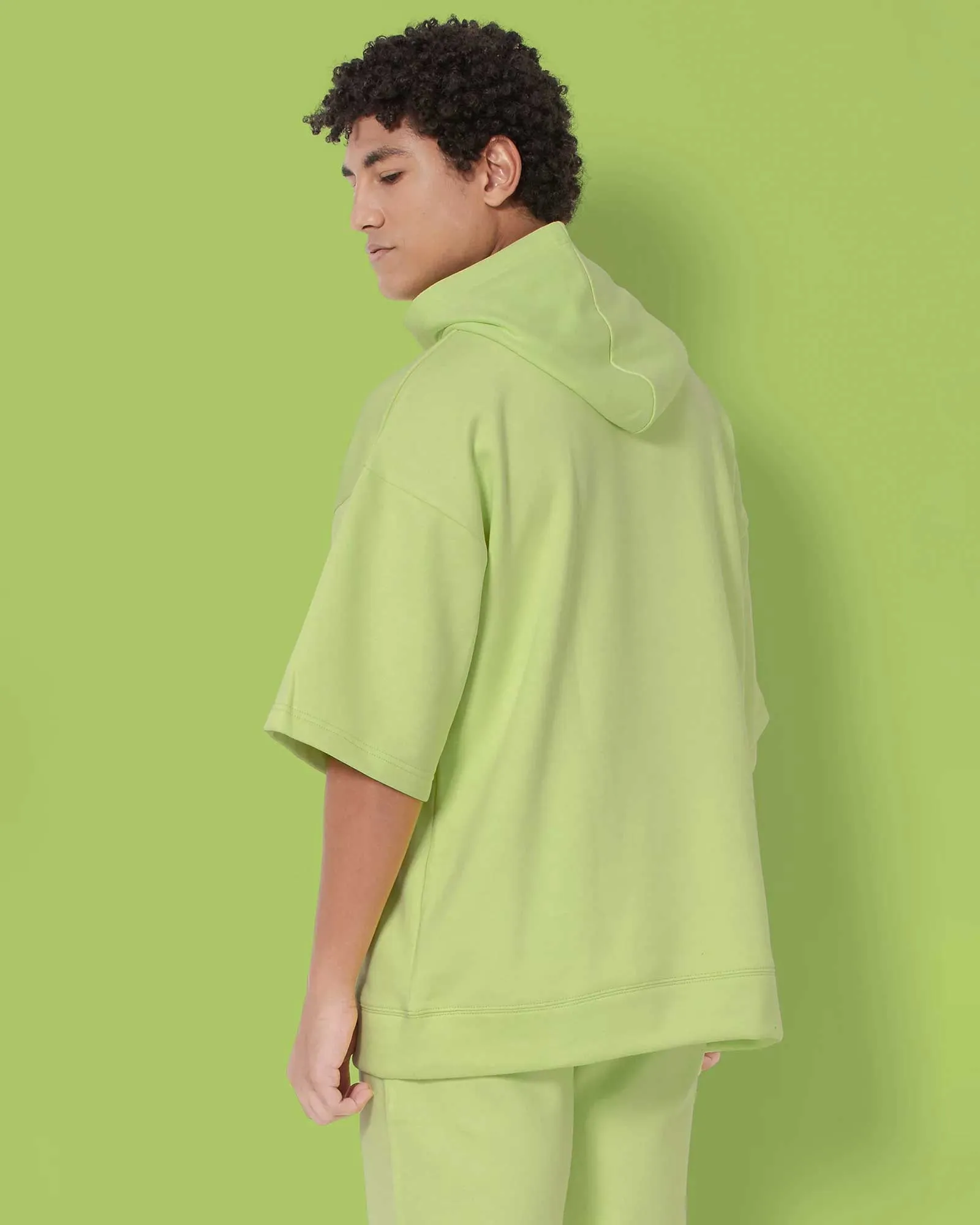 Crop Sleeves Oversized Hoodie: Neon Green