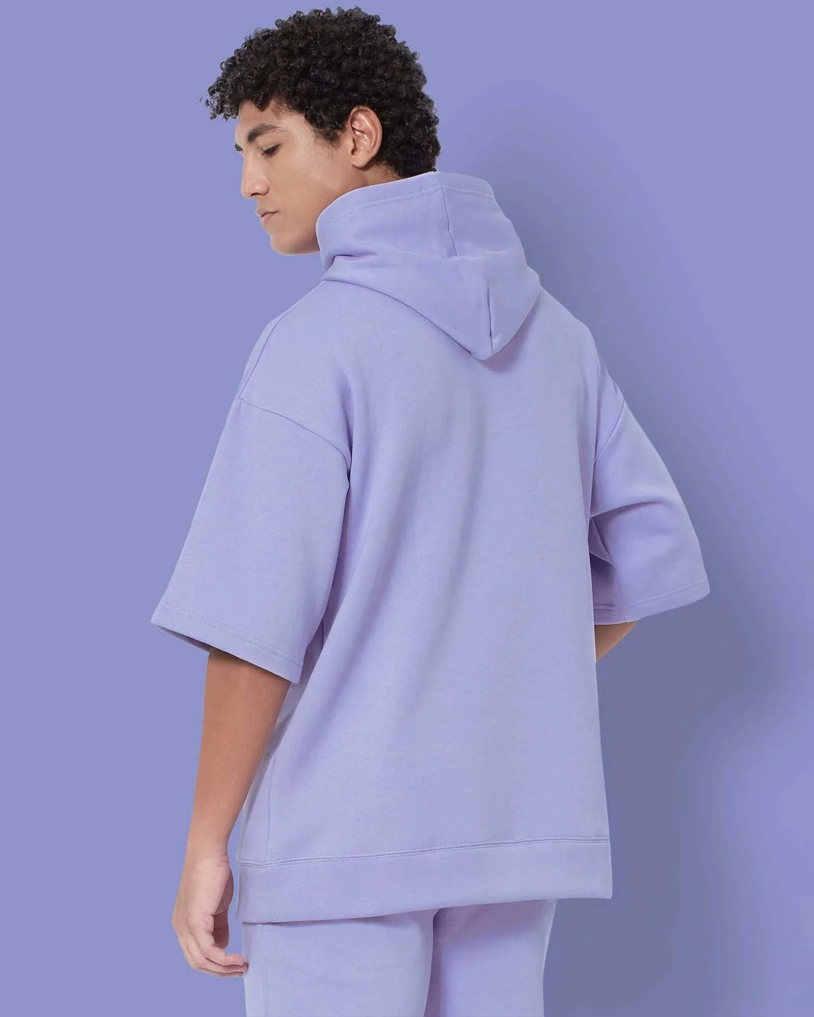 Crop Sleeves Oversized Hoodie: Periwinkle