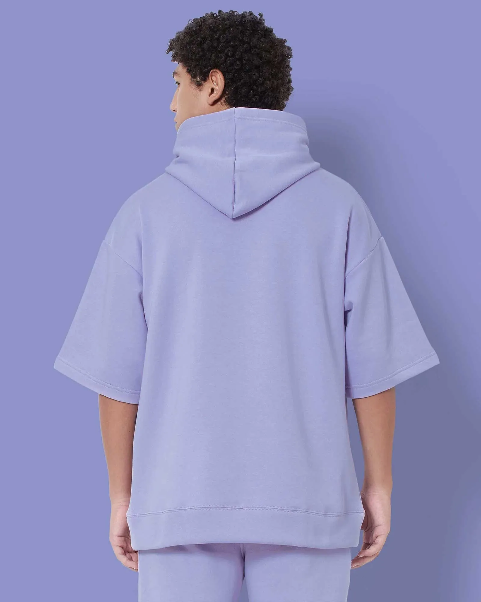 Crop Sleeves Oversized Hoodie: Periwinkle