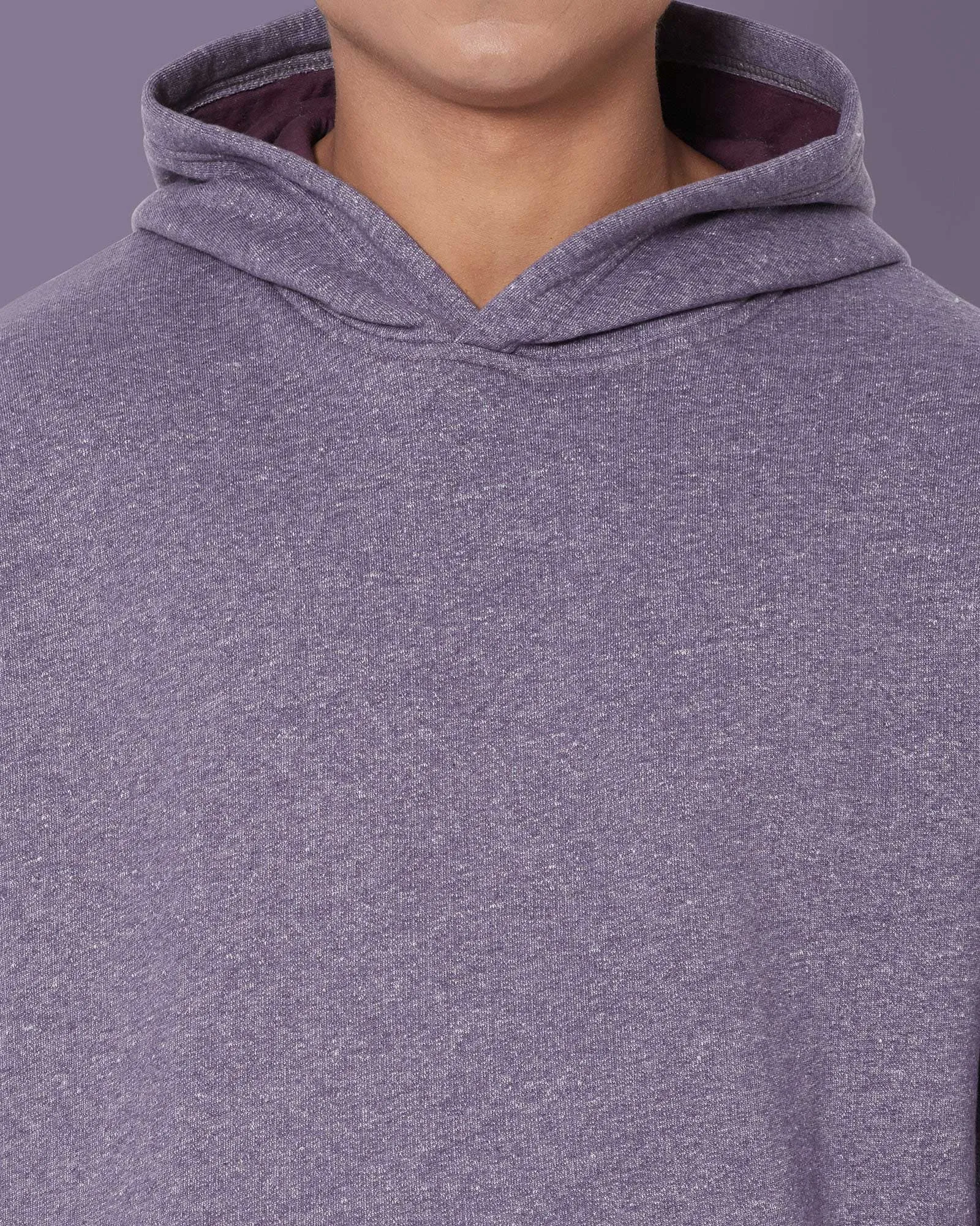 Crop Sleeves Oversized Hoodie: Plum Melange