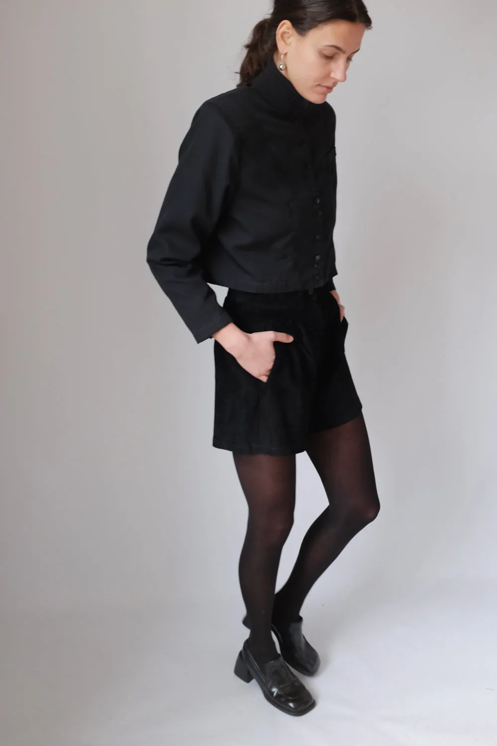 CROPPED VINTAGE BLACK BOXY BLAZER