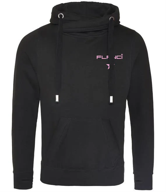 Cross Neck Hoodie | Jet Black