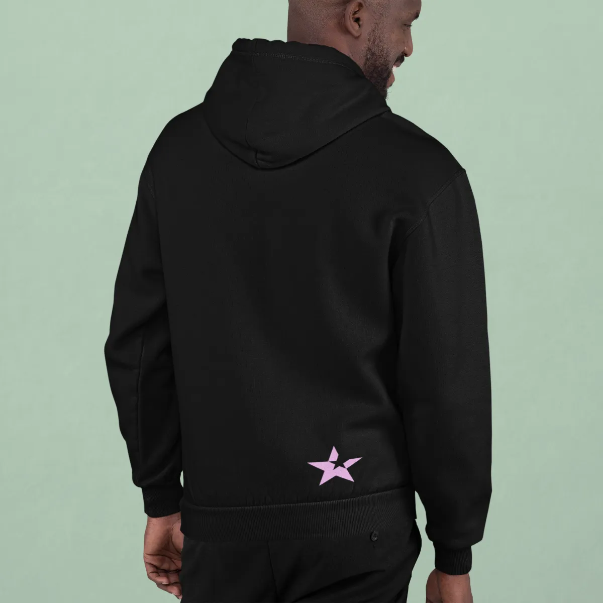 Cross Neck Hoodie | Jet Black