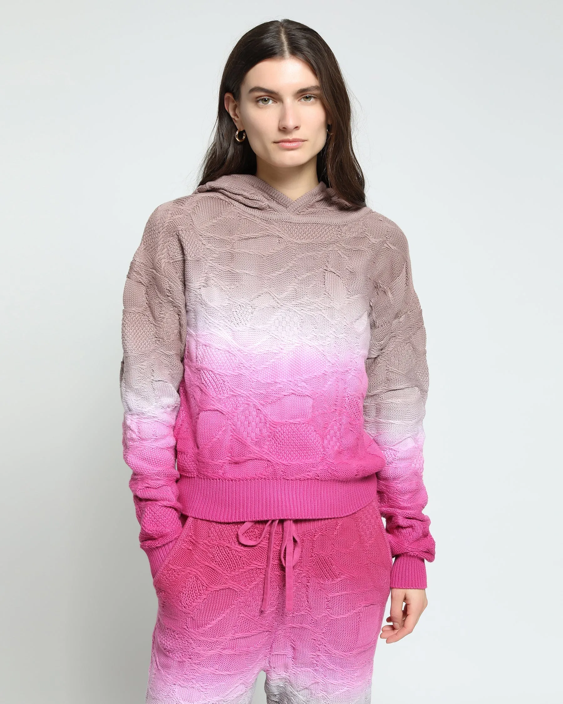 Crossover Netting Sweater Dip Dye Hoodie