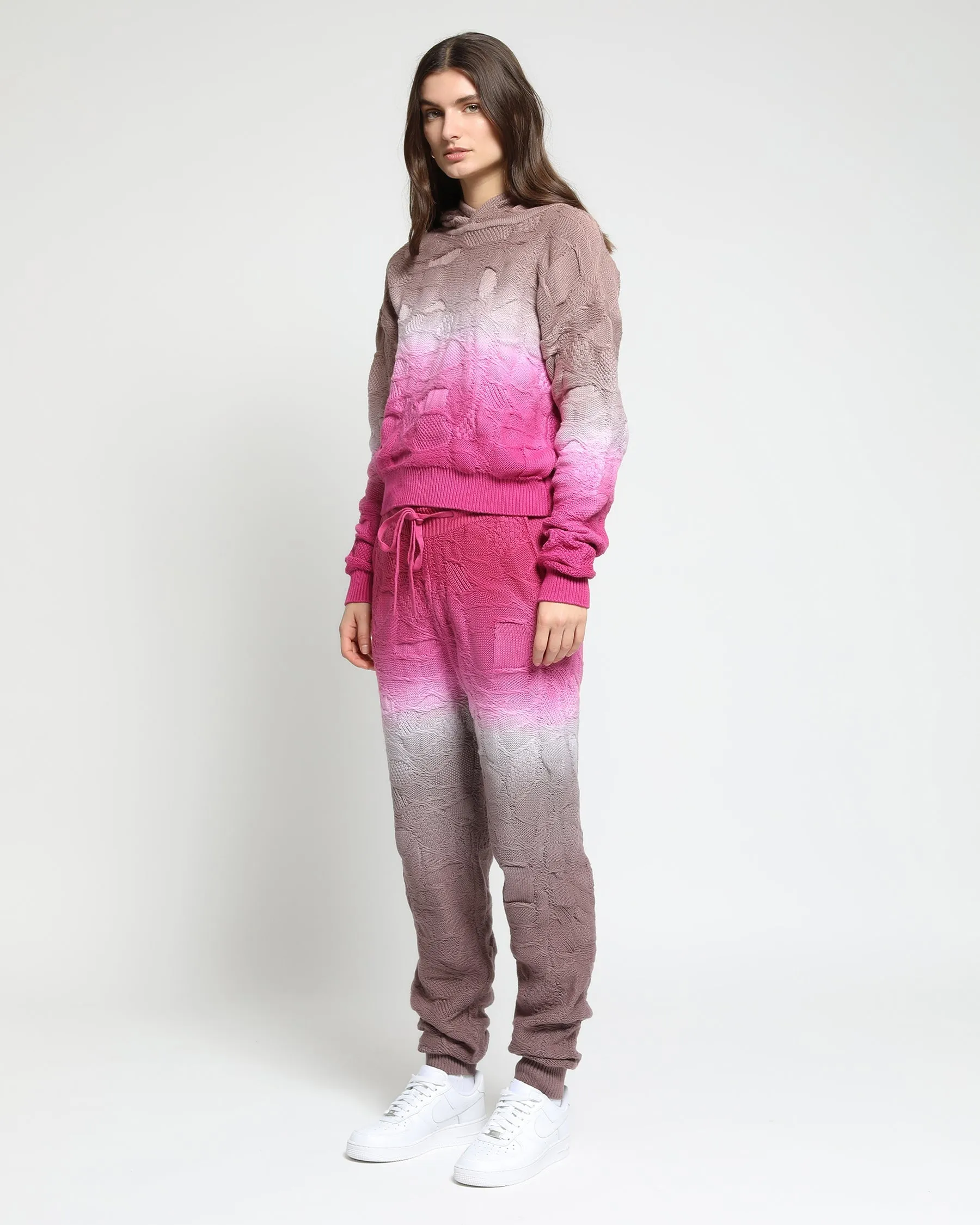 Crossover Netting Sweater Dip Dye Hoodie