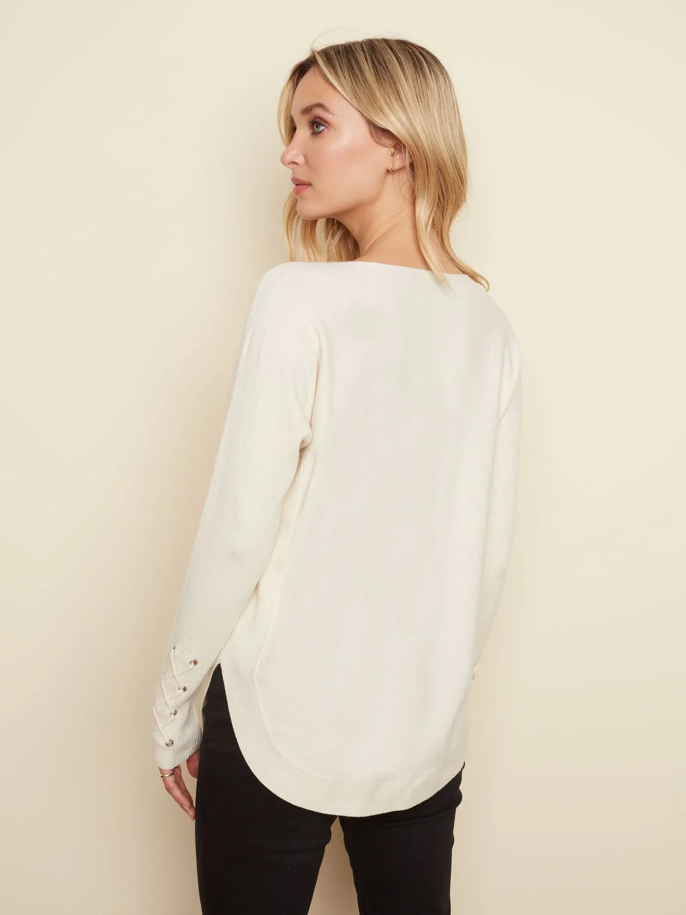 CUFF LACE-UP DETAIL SWEATER