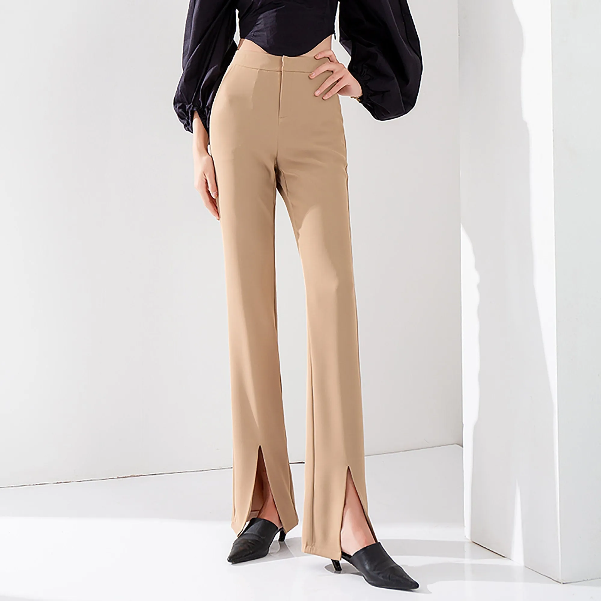 Custom Split-Hem Flare Long Pants