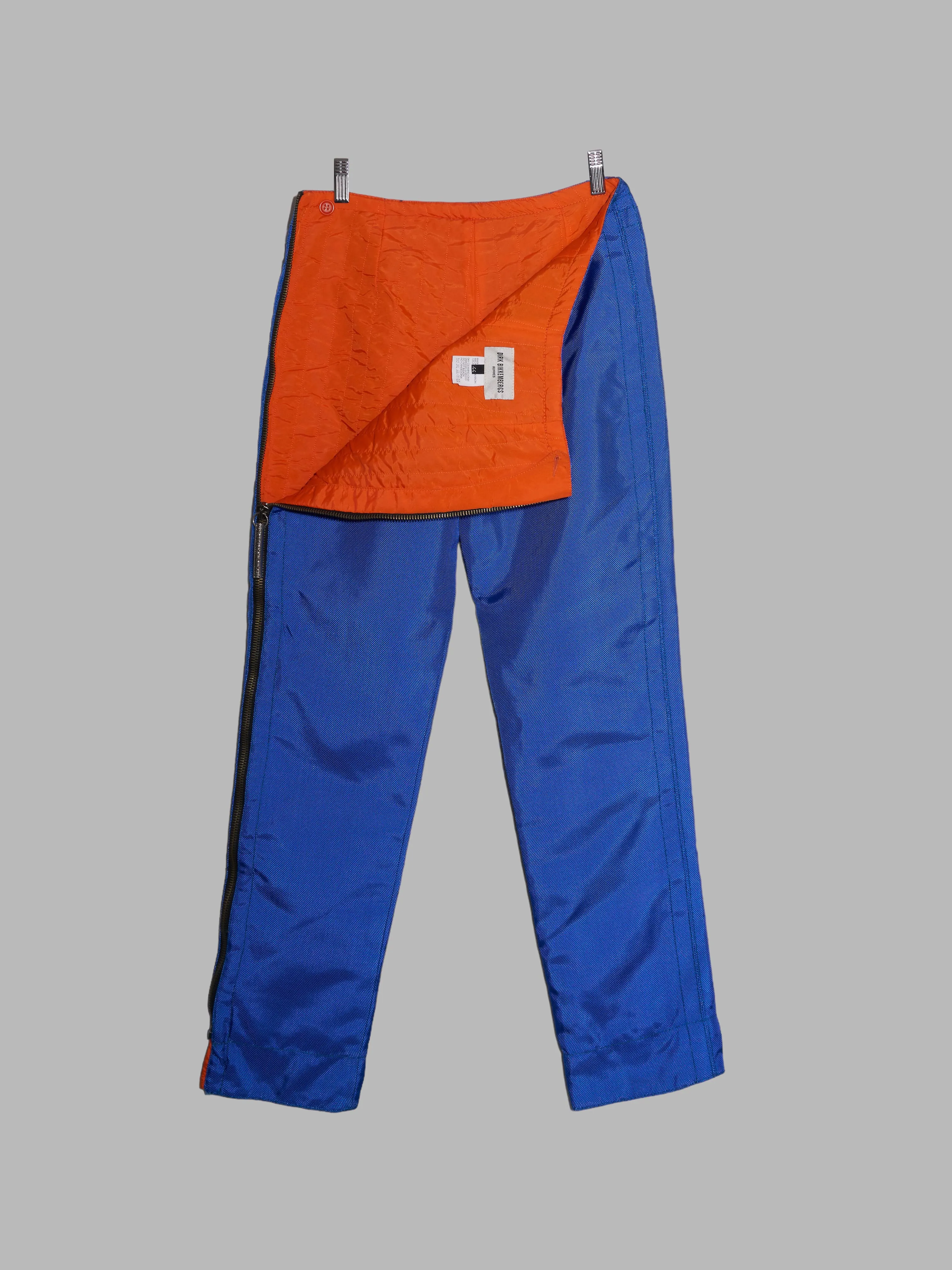 Dirk Bikkembergs Hommes 1990s electric blue ballistic nylon quilted side zip trousers