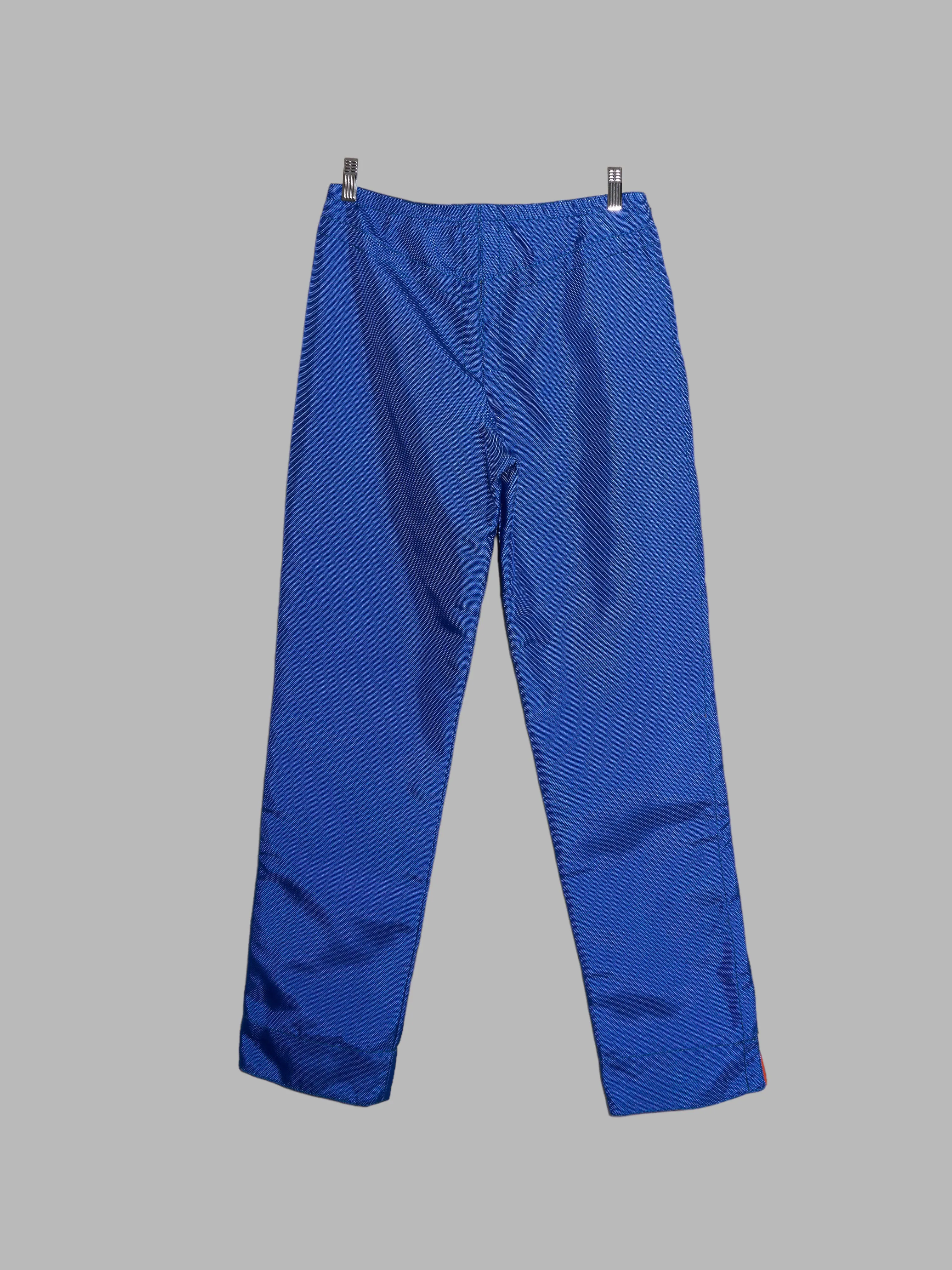 Dirk Bikkembergs Hommes 1990s electric blue ballistic nylon quilted side zip trousers