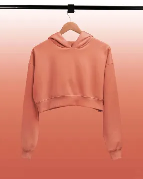 Drop Shoulder Crop Hoodie: Peach