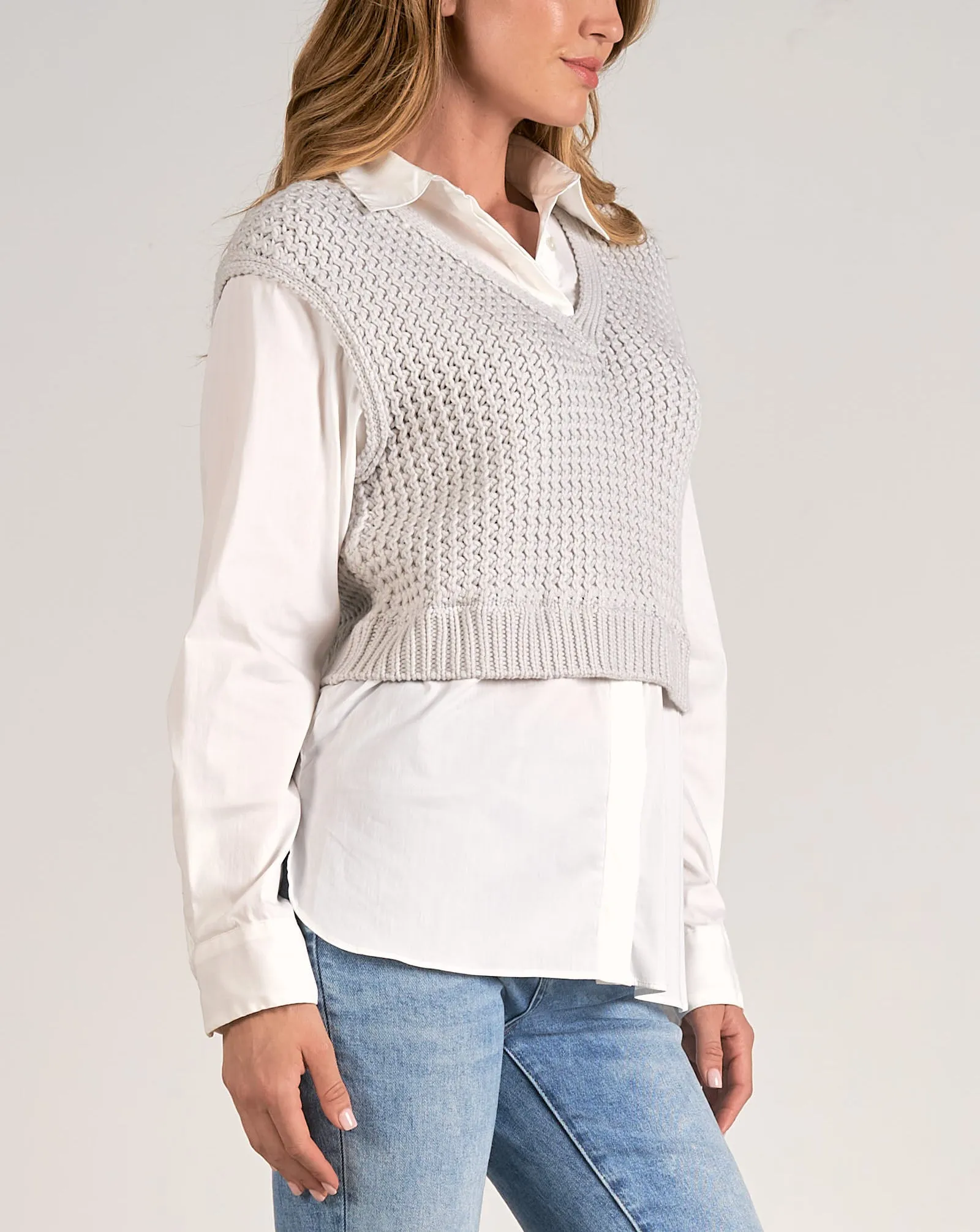 Elan Sweater Shirt Combo Top