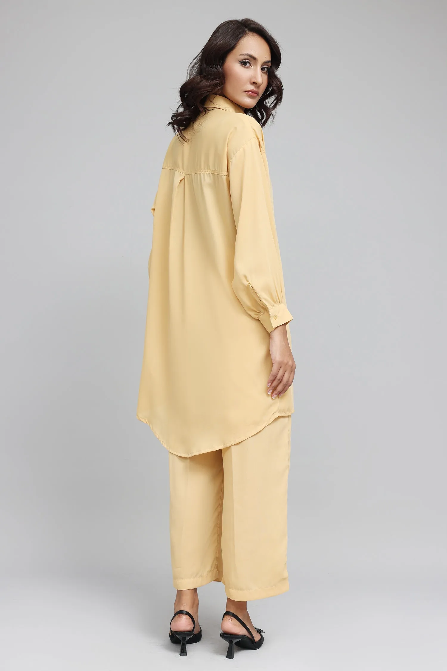 ELEGANT LONGLINE TUNIC SET-YELLOW