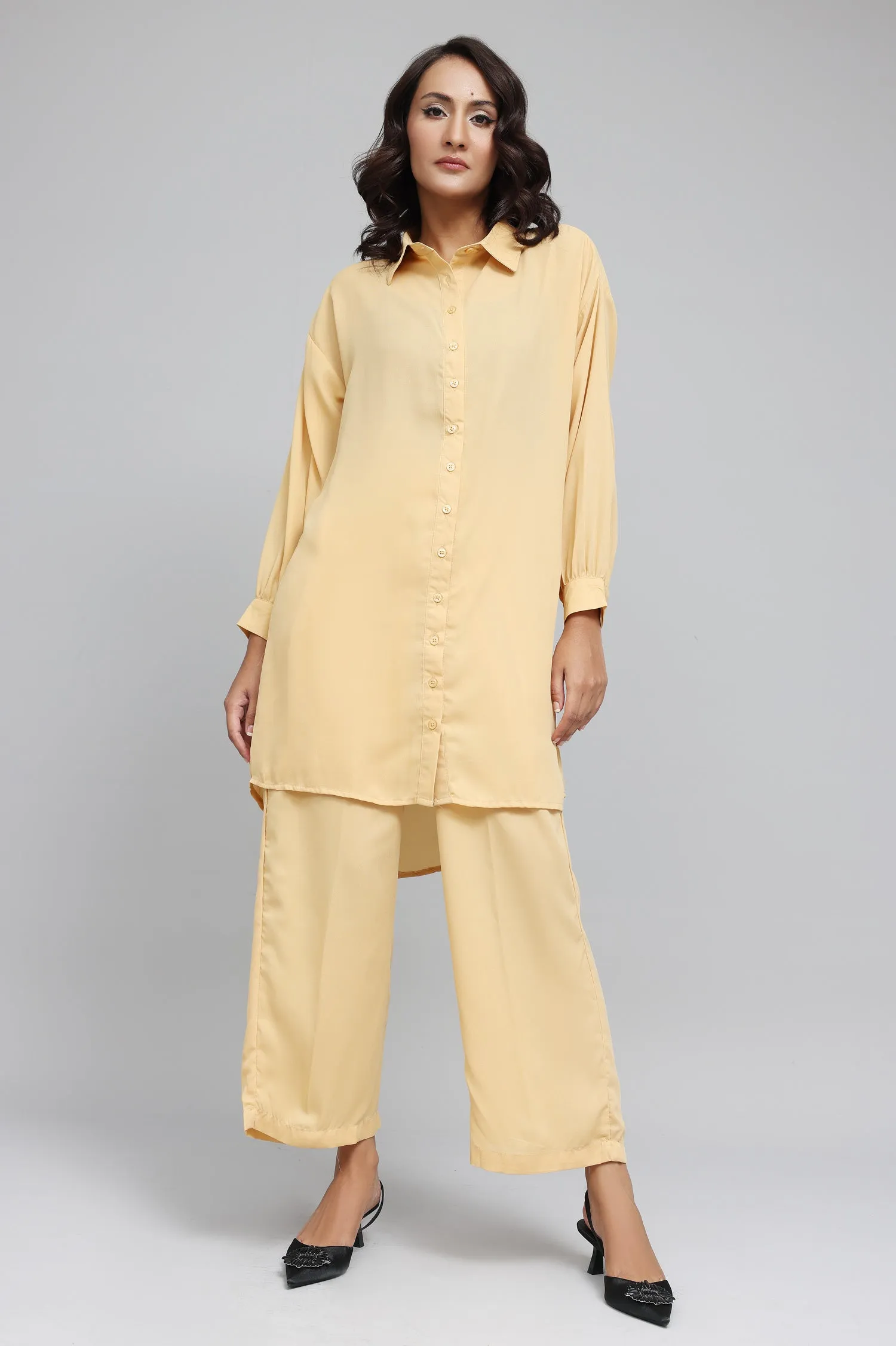 ELEGANT LONGLINE TUNIC SET-YELLOW