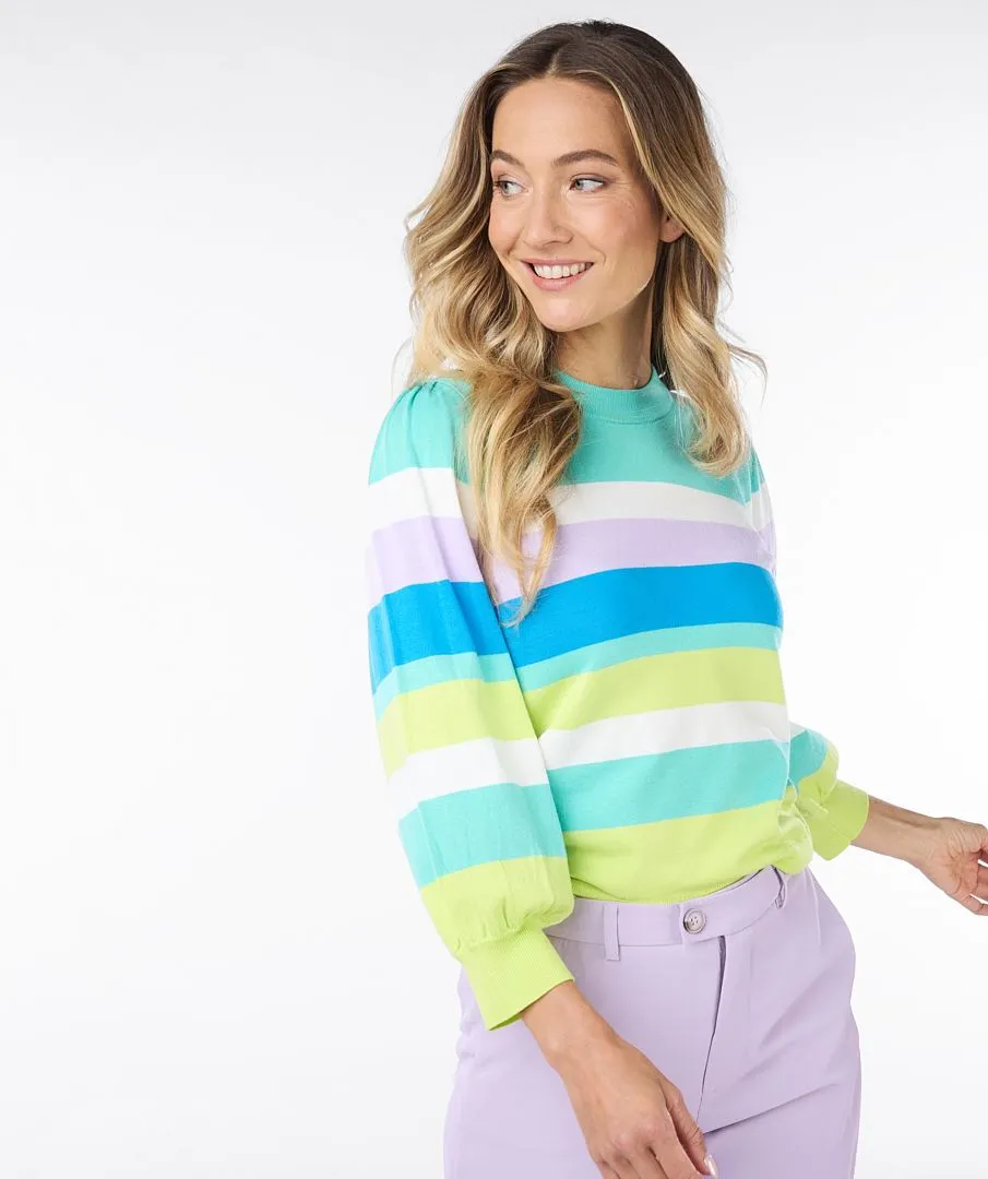 ESQUALO SWEATER STRIPES POOL BLUE