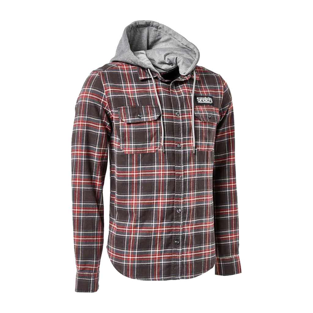 Flanno With Hood Long Sleeve Charcoal