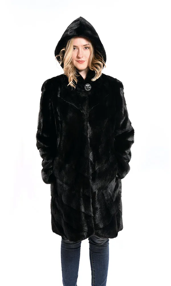 Full skin mink coat with hood