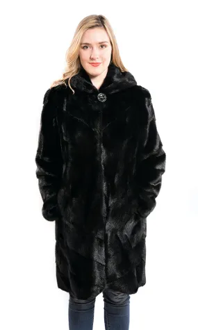 Full skin mink coat with hood