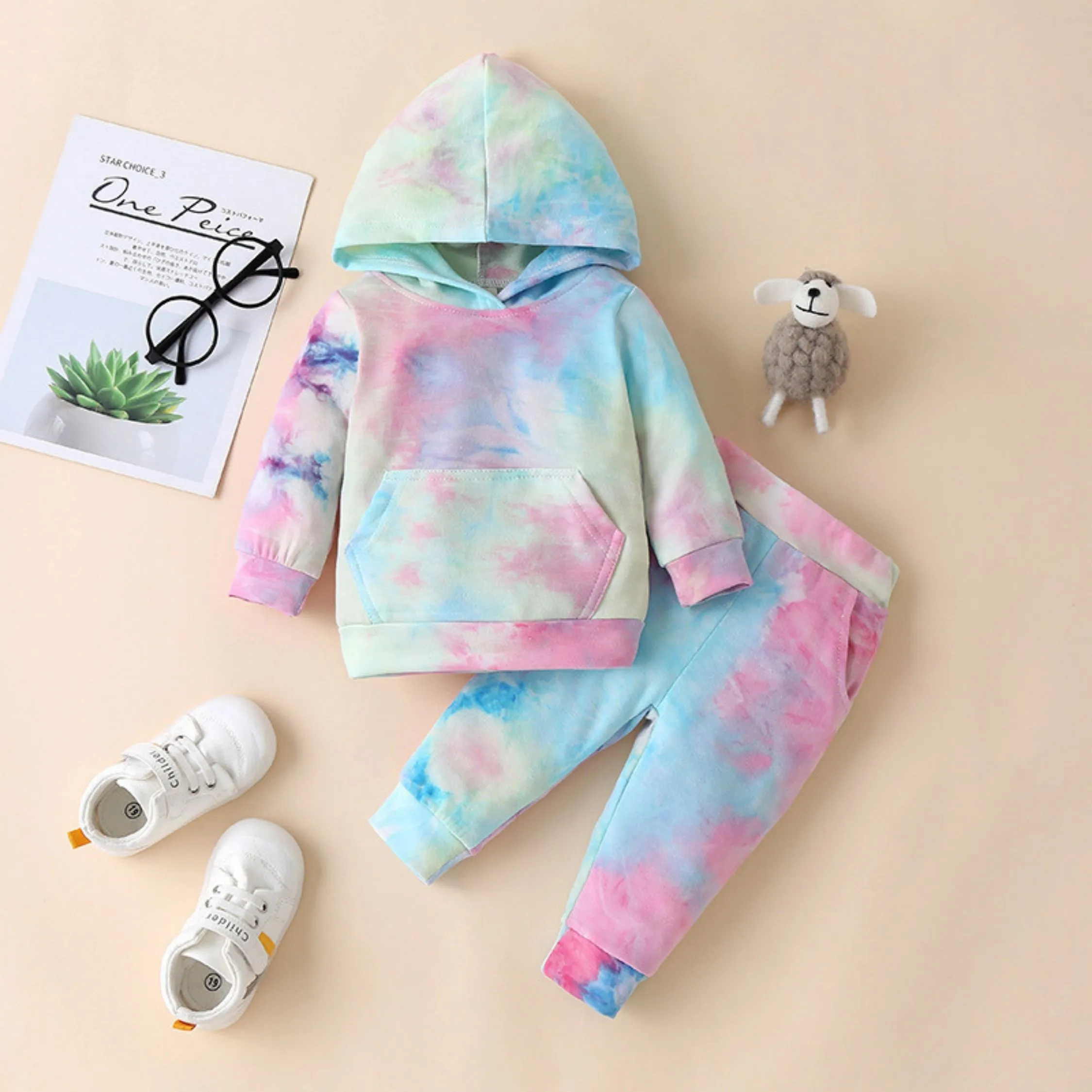 Girls 2 Piece Multicolour Hoodie & Trouser Set