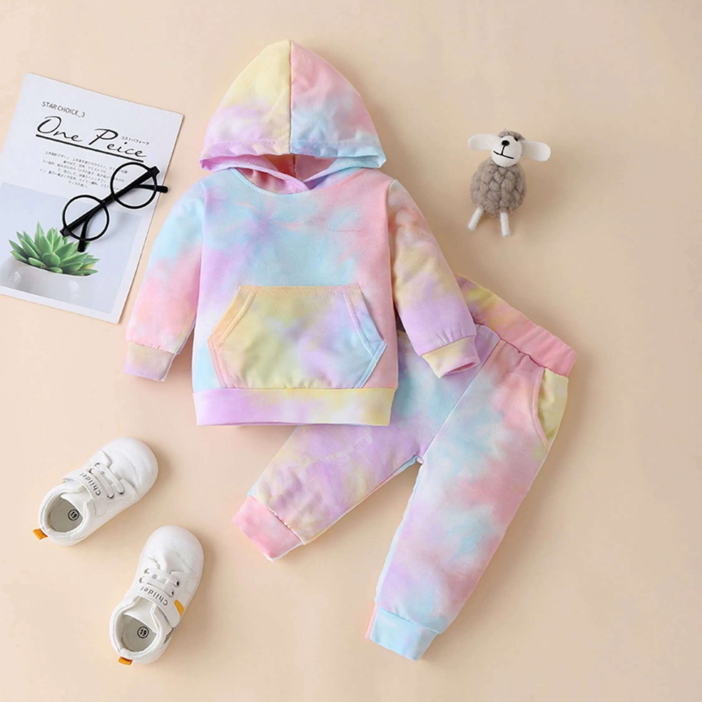 Girls 2 Piece Multicolour Hoodie & Trouser Set