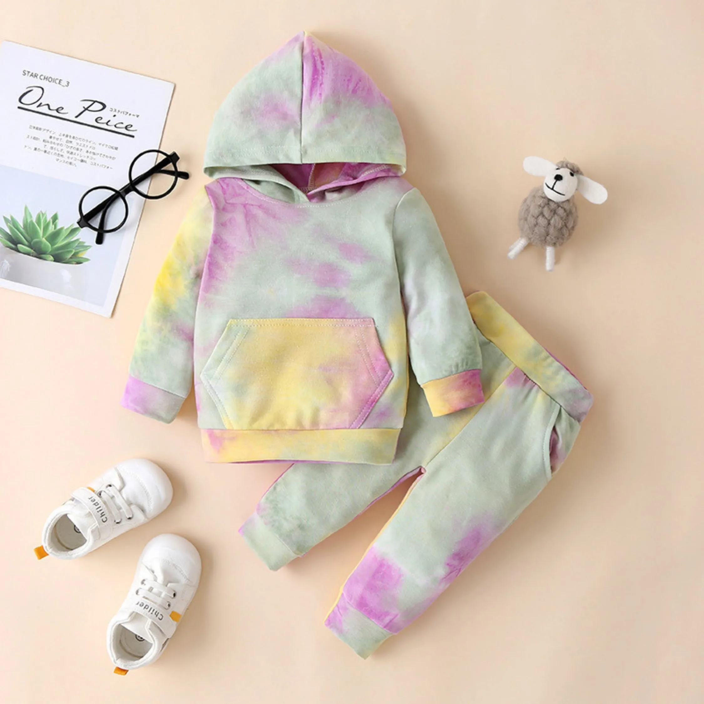 Girls 2 Piece Multicolour Hoodie & Trouser Set