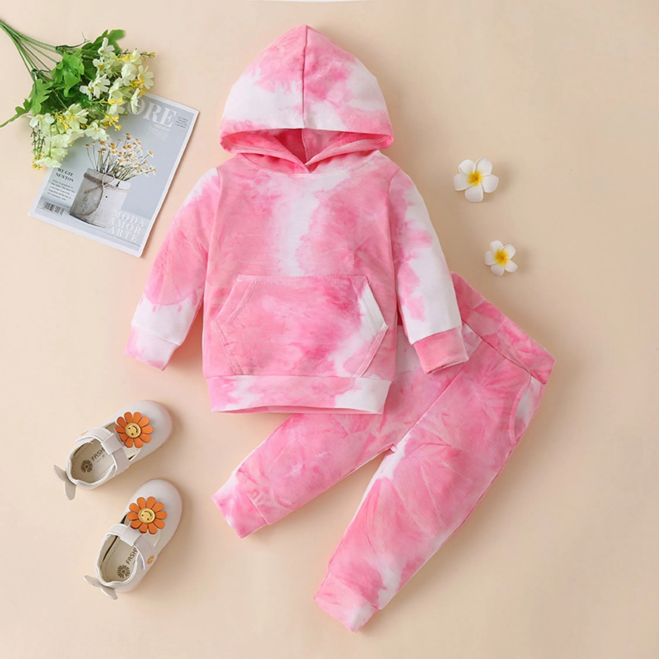 Girls 2 Piece Multicolour Hoodie & Trouser Set