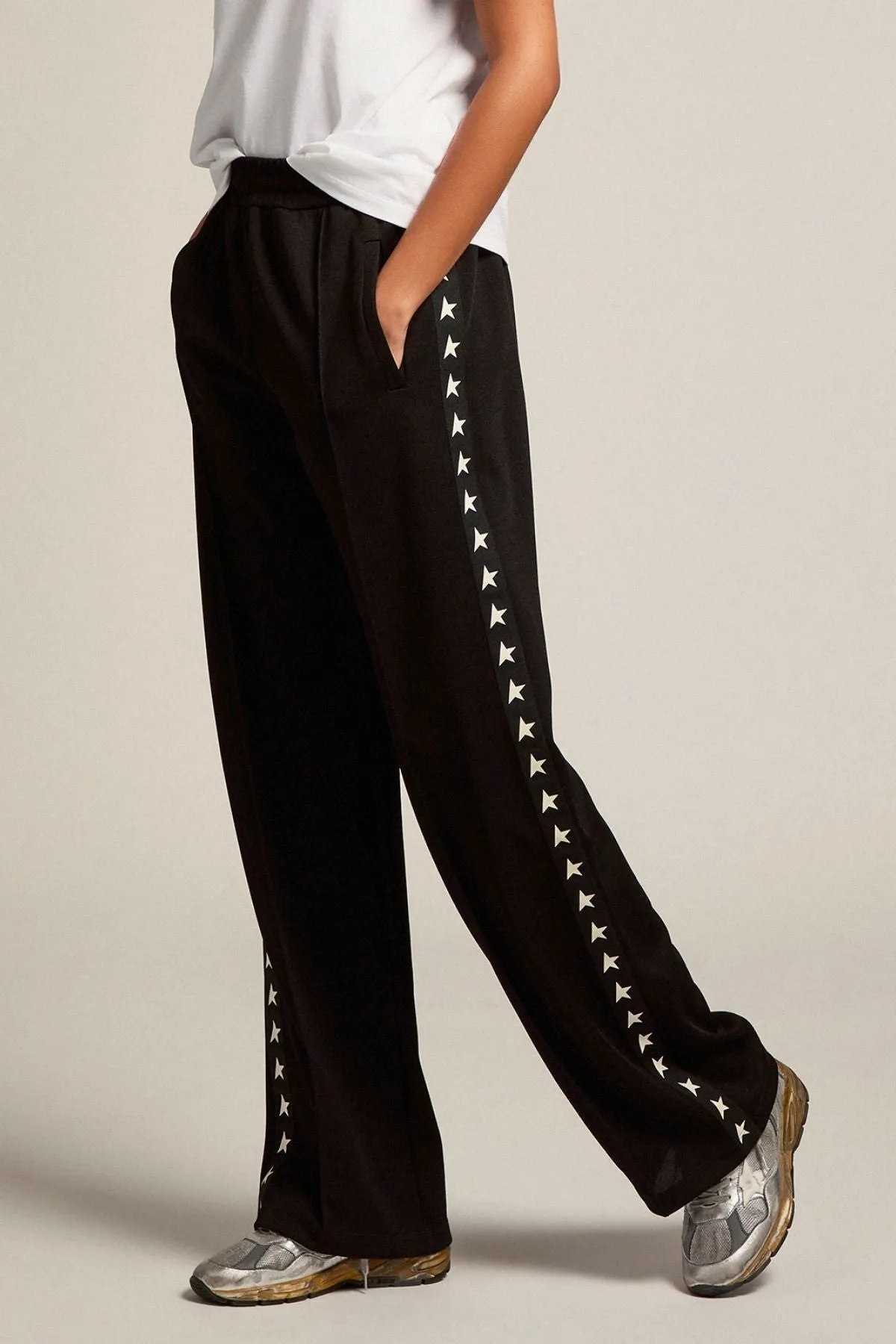 Golden Goose Dorotea Star Stripe Wide Leg Pant - Black/ White