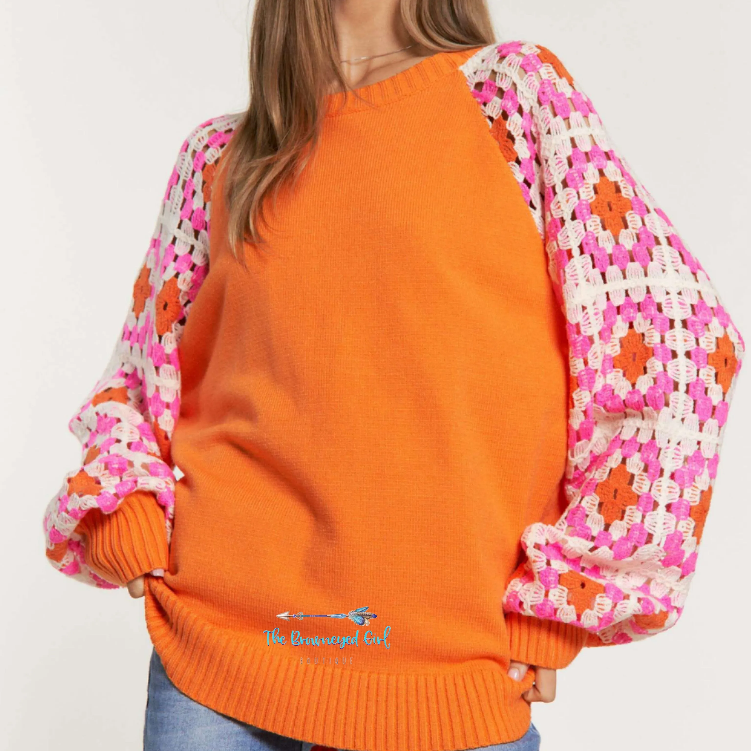 Hannah Crochet Sleeve Sweater