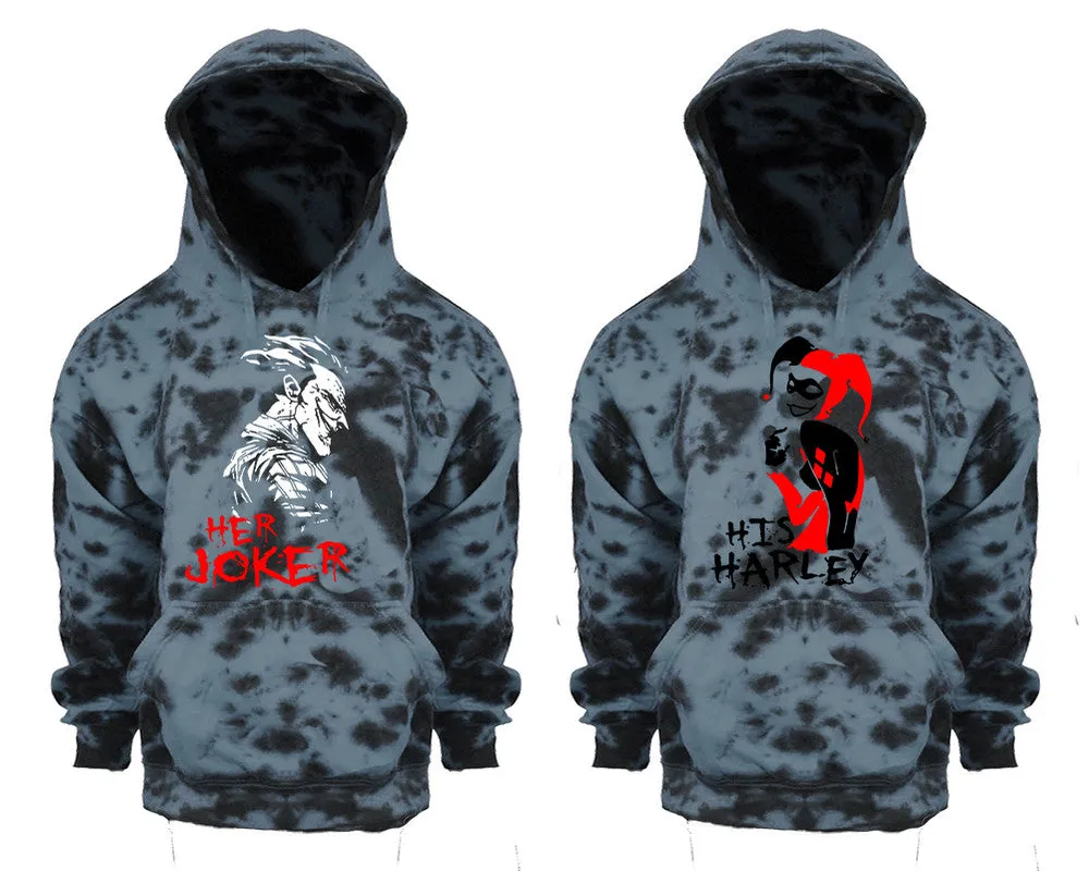 Her Joker His Harley Couple Tie Dye Pullover Hoodies, Matching Tie Dye Hoodies