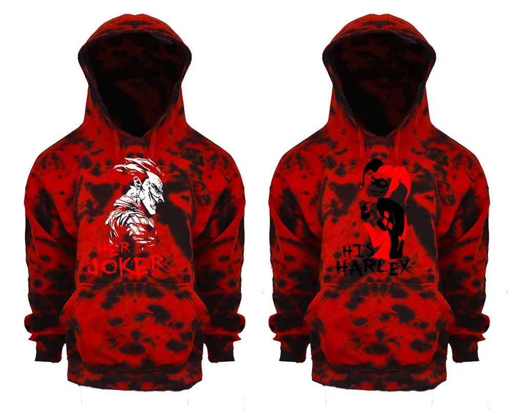 Her Joker His Harley Couple Tie Dye Pullover Hoodies, Matching Tie Dye Hoodies