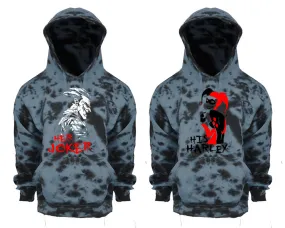 Her Joker His Harley Couple Tie Dye Pullover Hoodies, Matching Tie Dye Hoodies