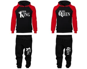 Her King His Queen Couple Matching Hoodies and Jogger Pants Top Bottom Matching Set