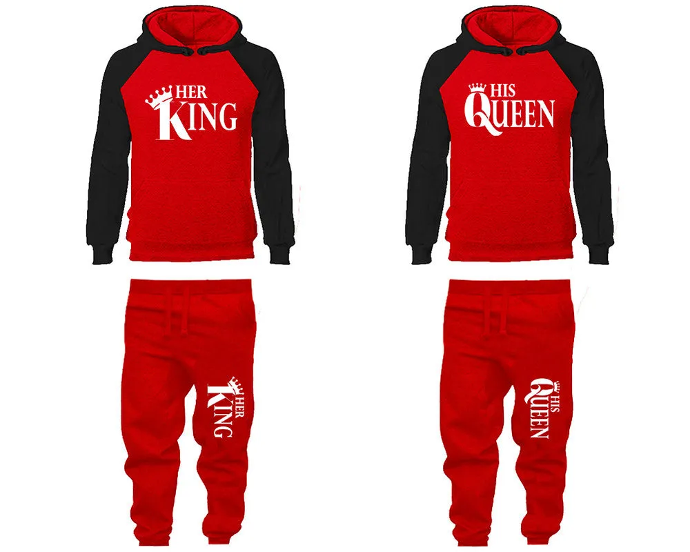 Her King His Queen Couple Matching Hoodies and Jogger Pants Top Bottom Matching Set