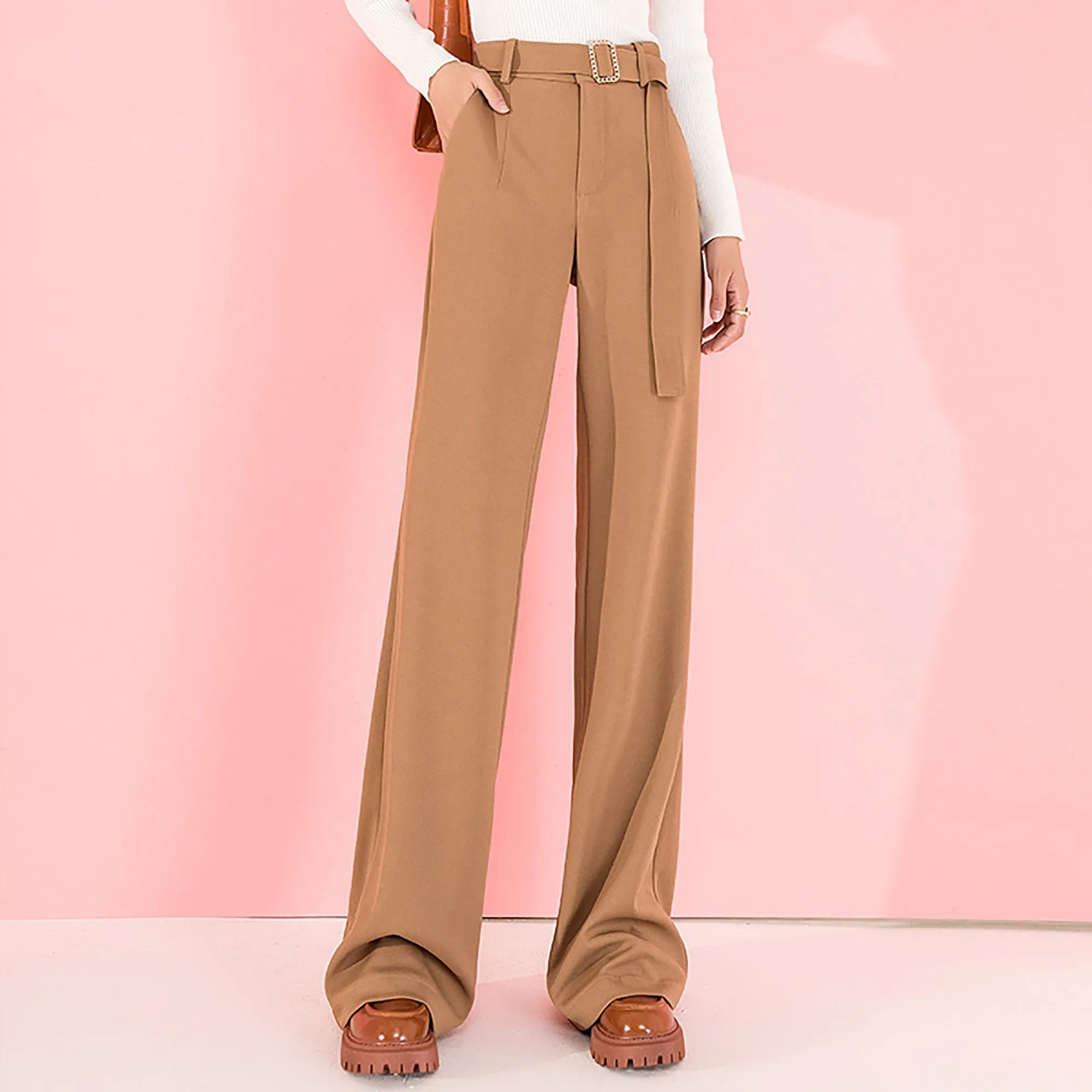 High Waist Belted Flare Pants