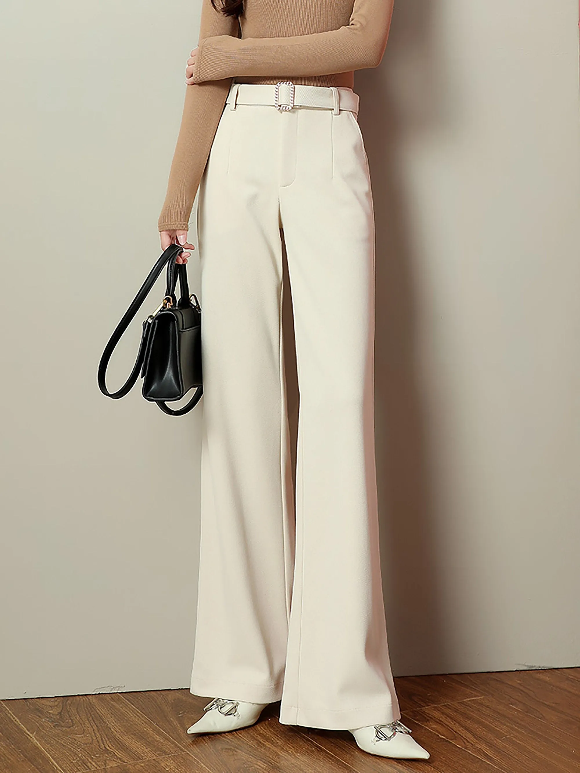 High Waist Belted Flare Pants