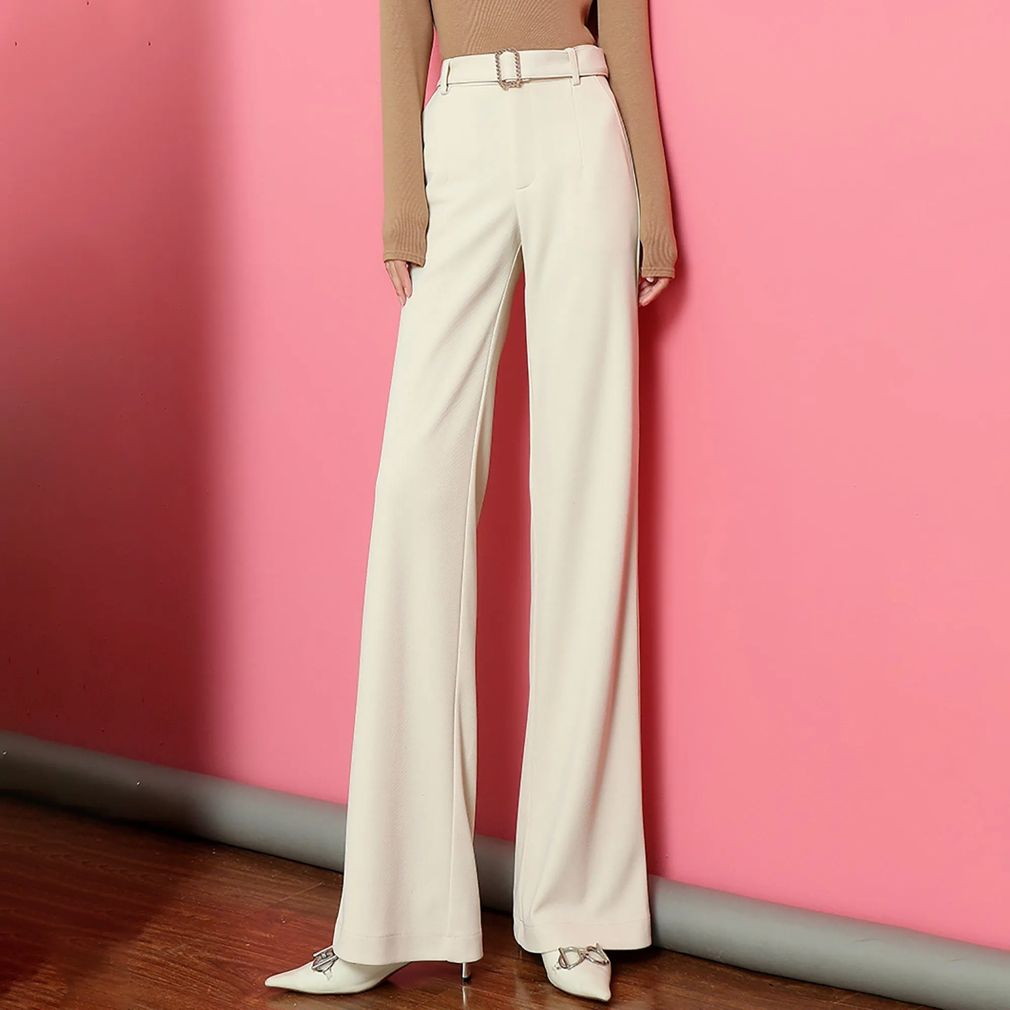 High Waist Belted Flare Pants