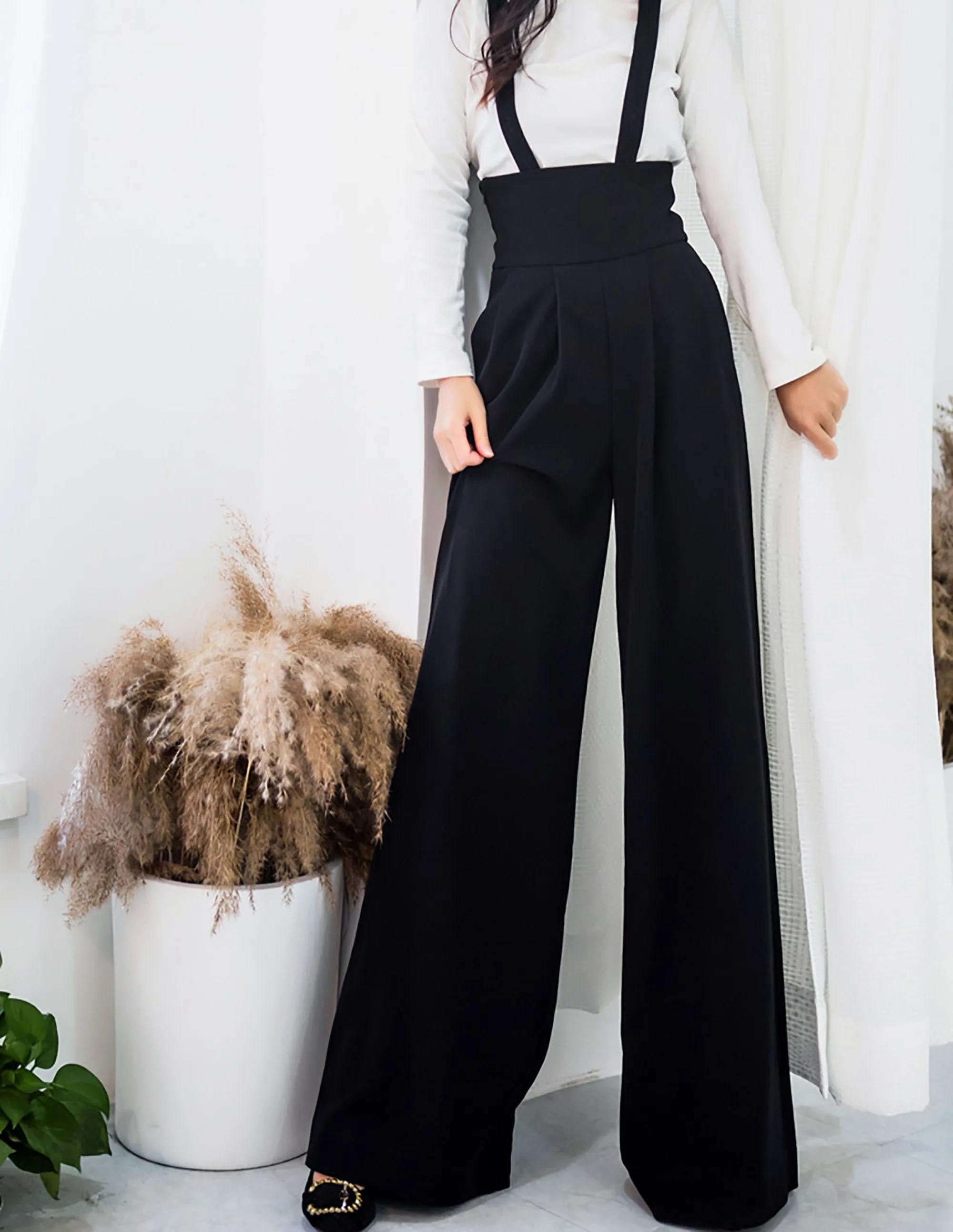 High Waist Wide Leg Overalls