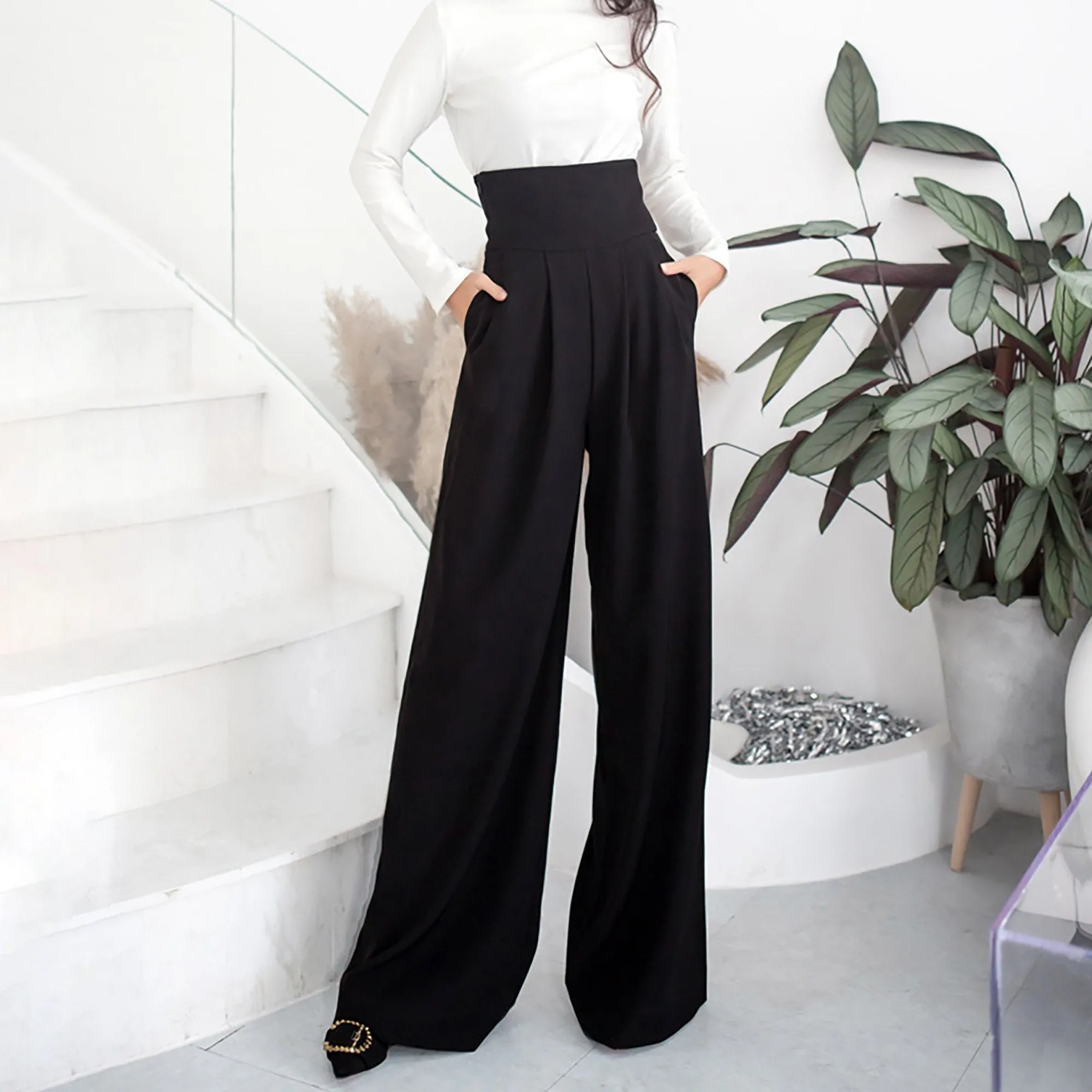 High Waist Wide Leg Overalls