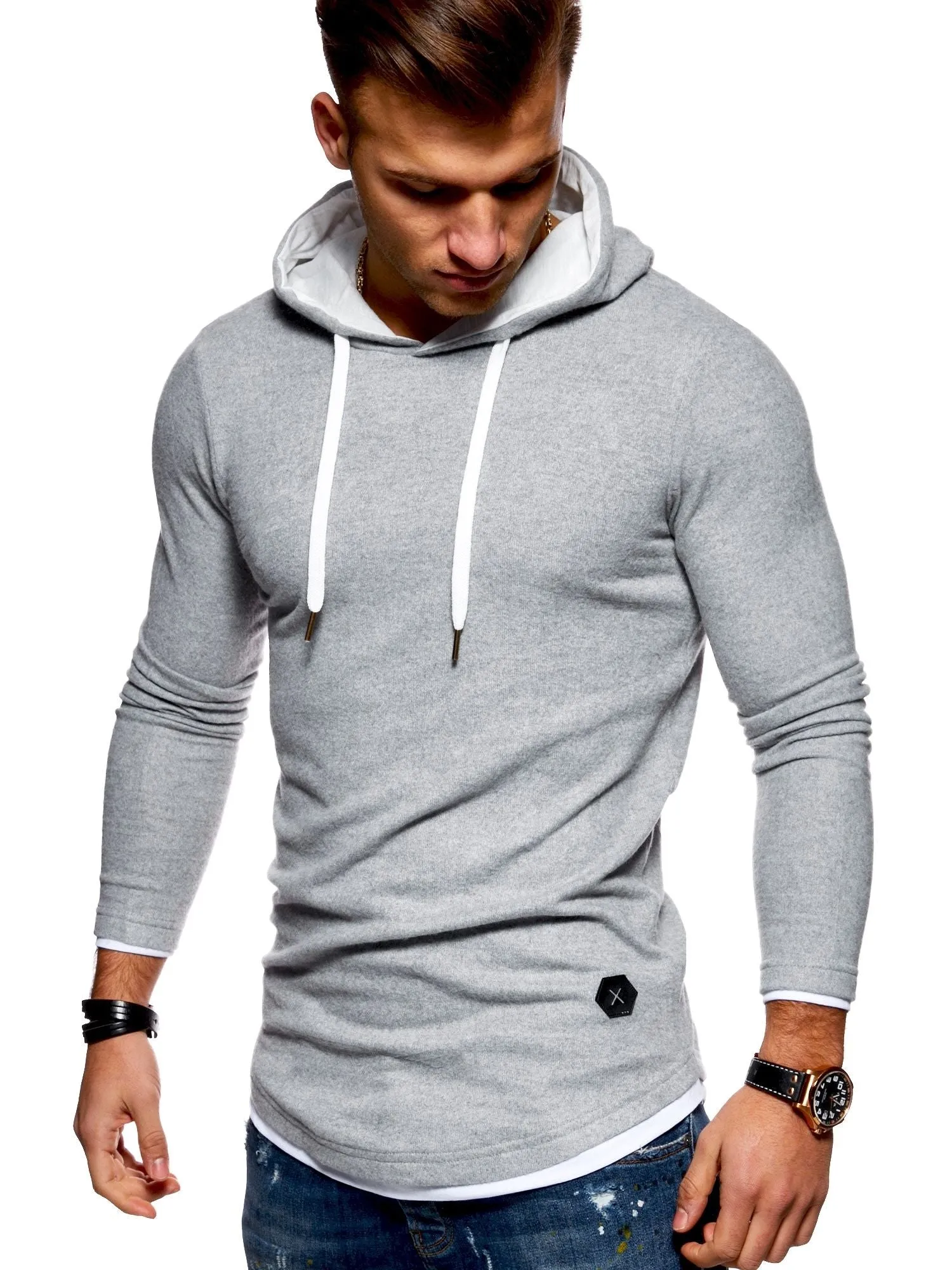 Hoodie Longline Grau 7426