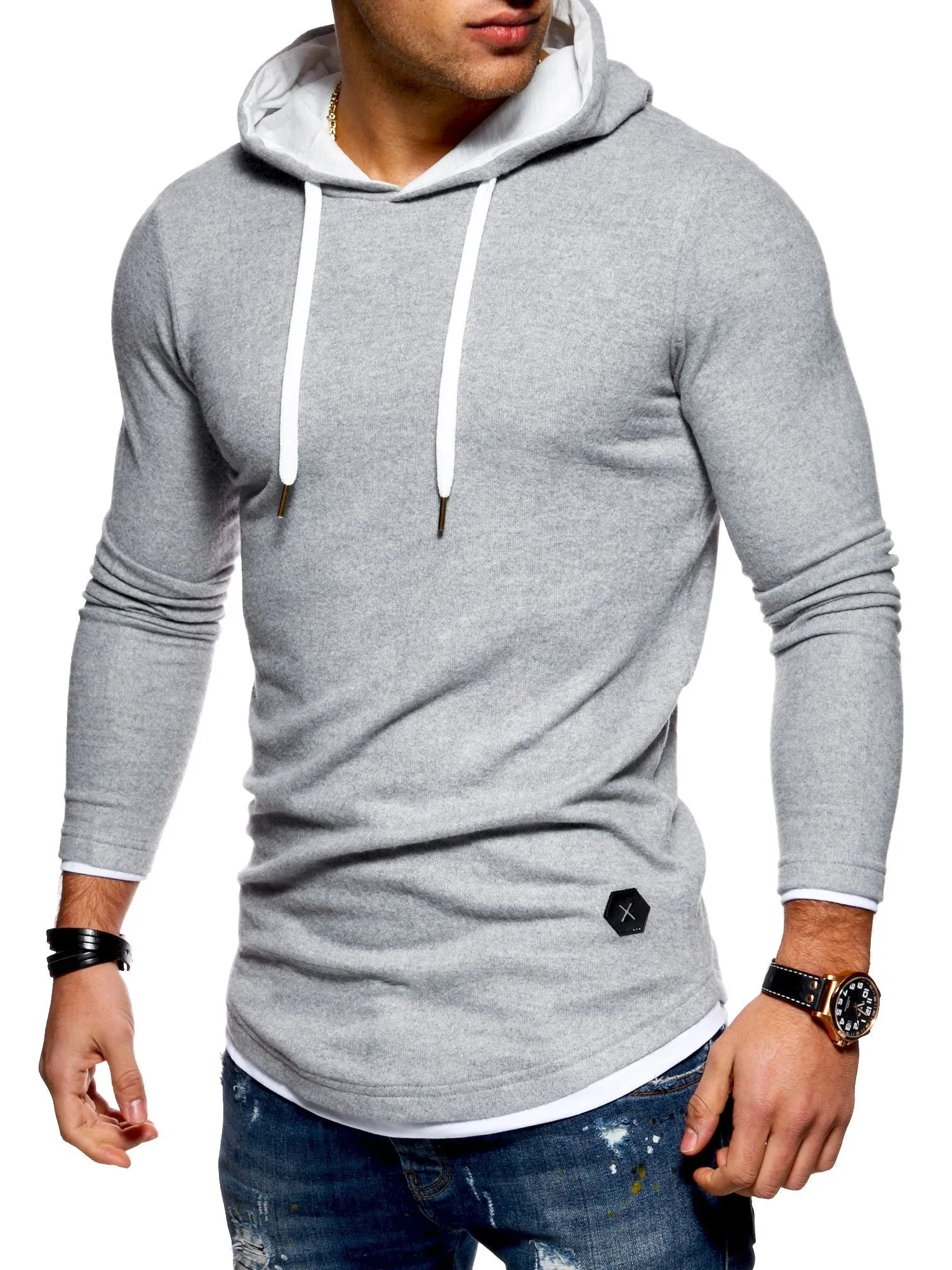 Hoodie Longline Grau 7426