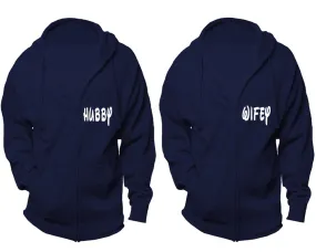 Hubby Wifey Couple Matching Zip Up Hoodies