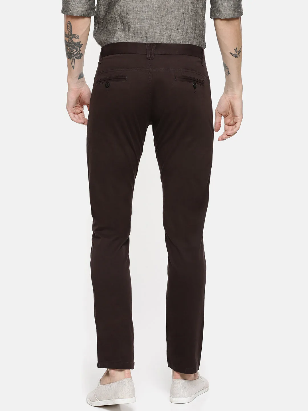 JDC Casual Solid Trouser-Dark Brown