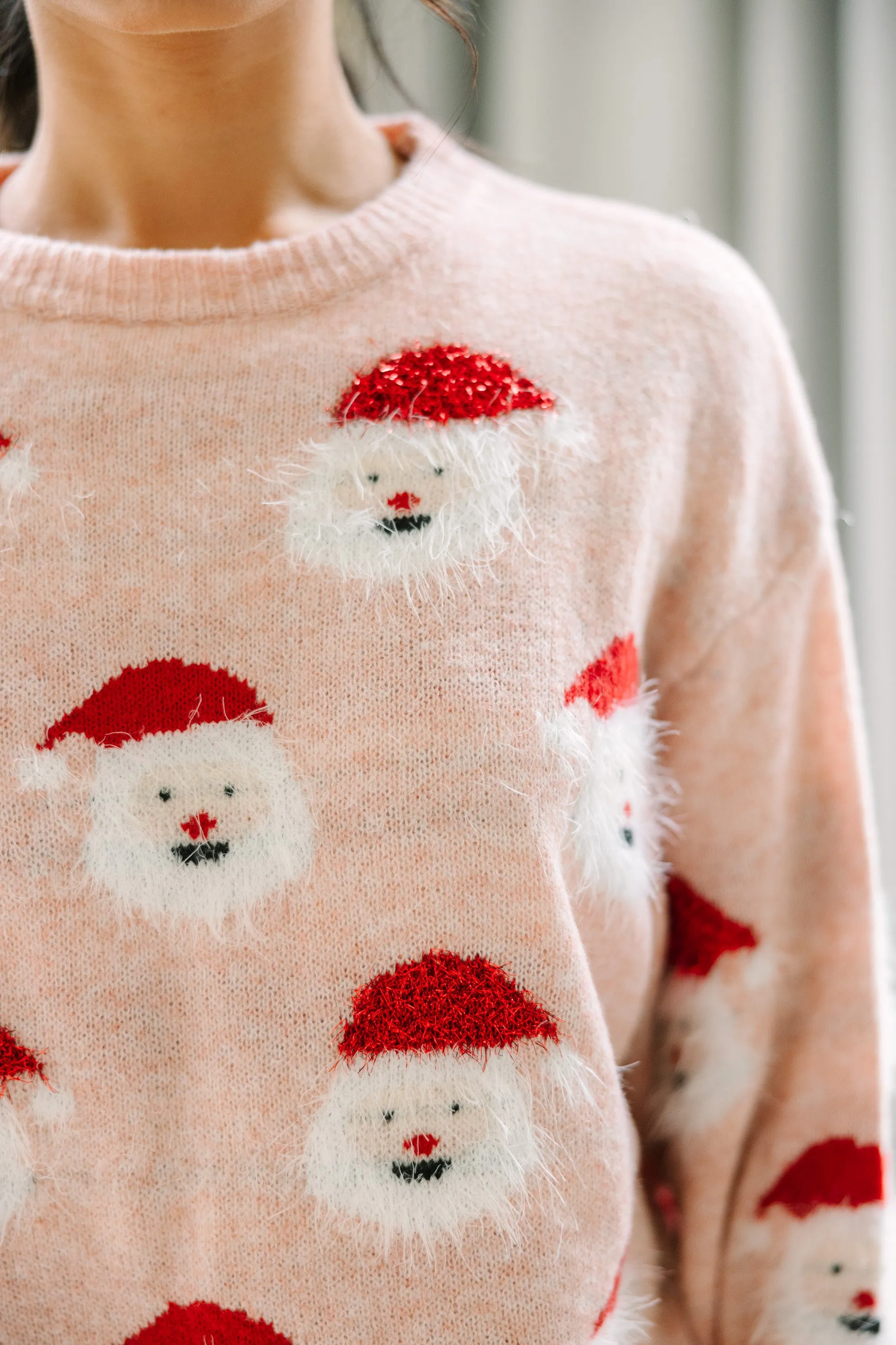 Charming Blush Pink Santa Sweater for Festive Occasions