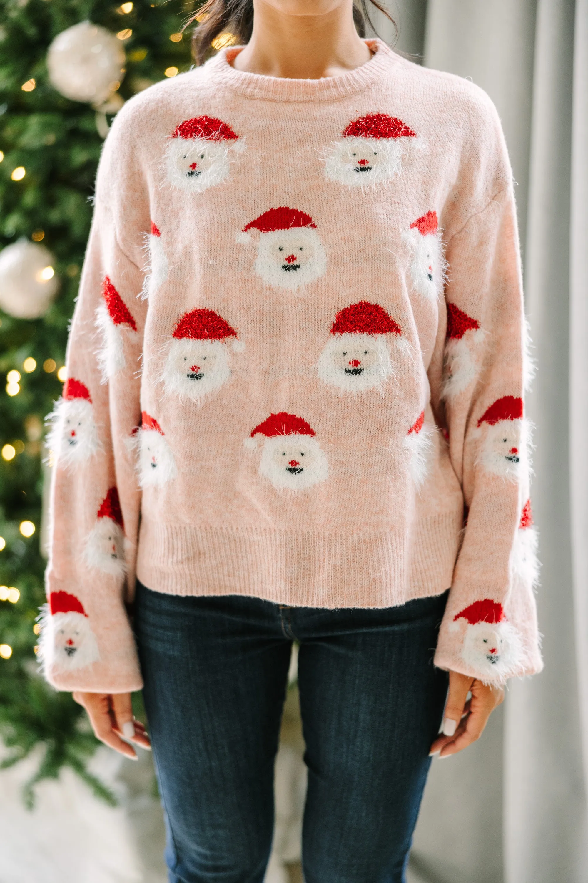 Charming Blush Pink Santa Sweater for Festive Occasions