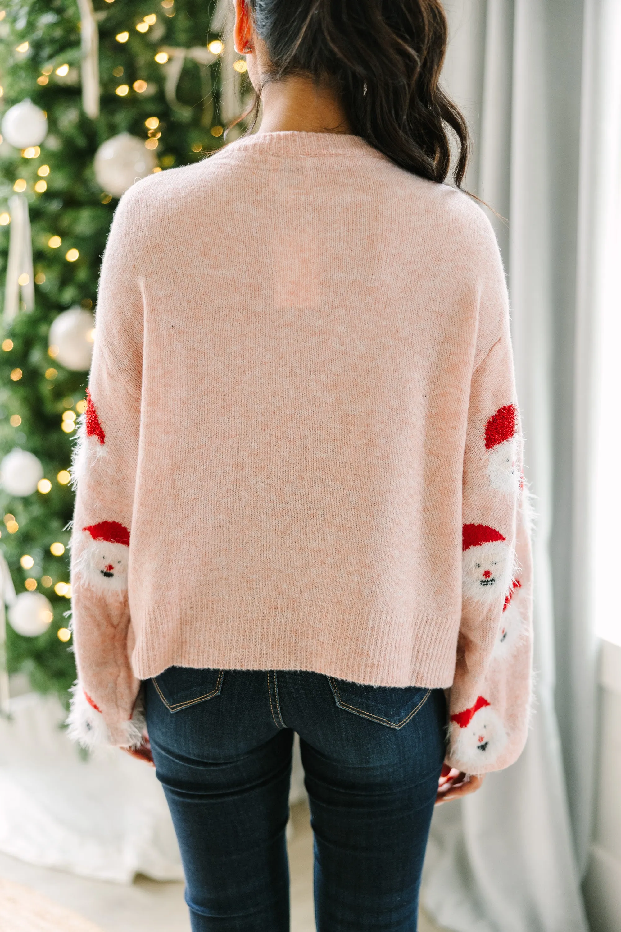 Charming Blush Pink Santa Sweater for Festive Occasions