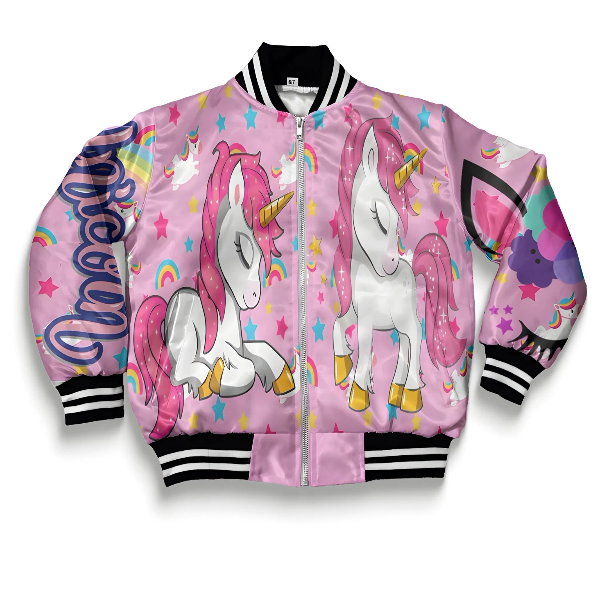 Kids pink Unicorn Bomber