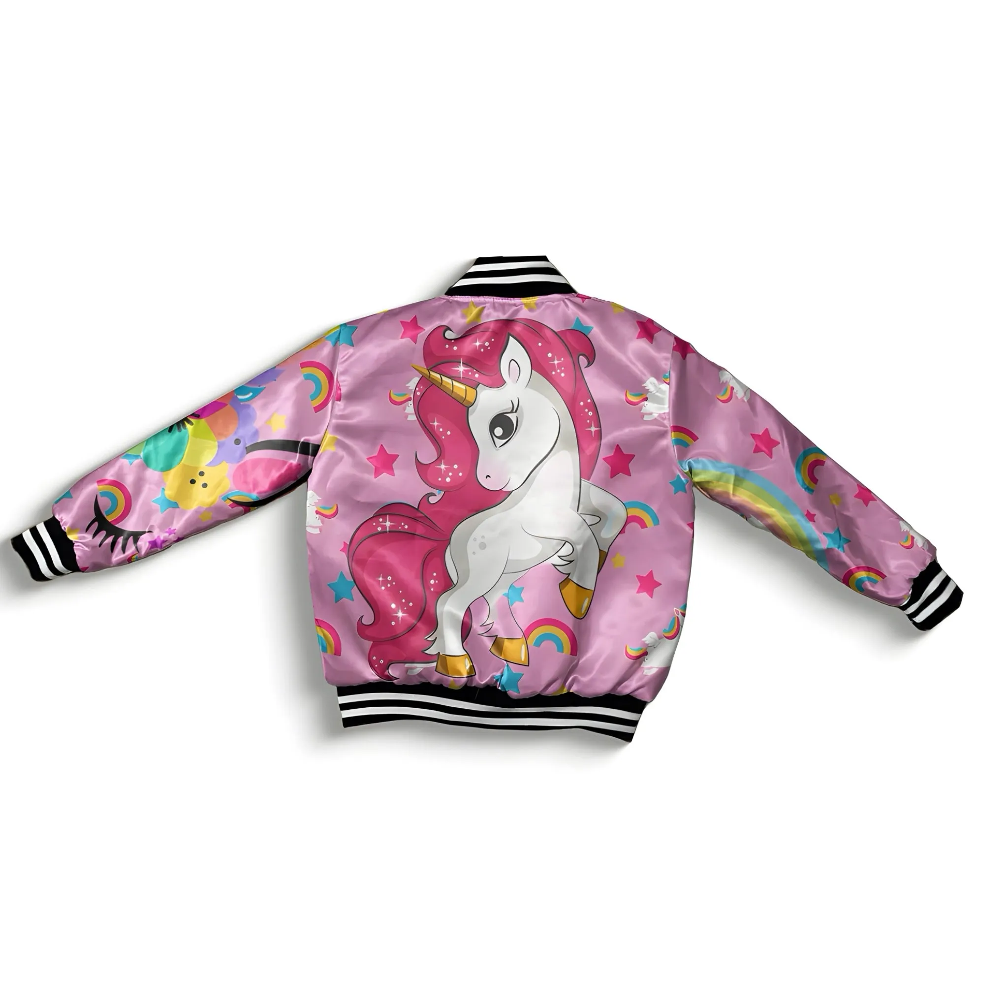 Kids pink Unicorn Bomber